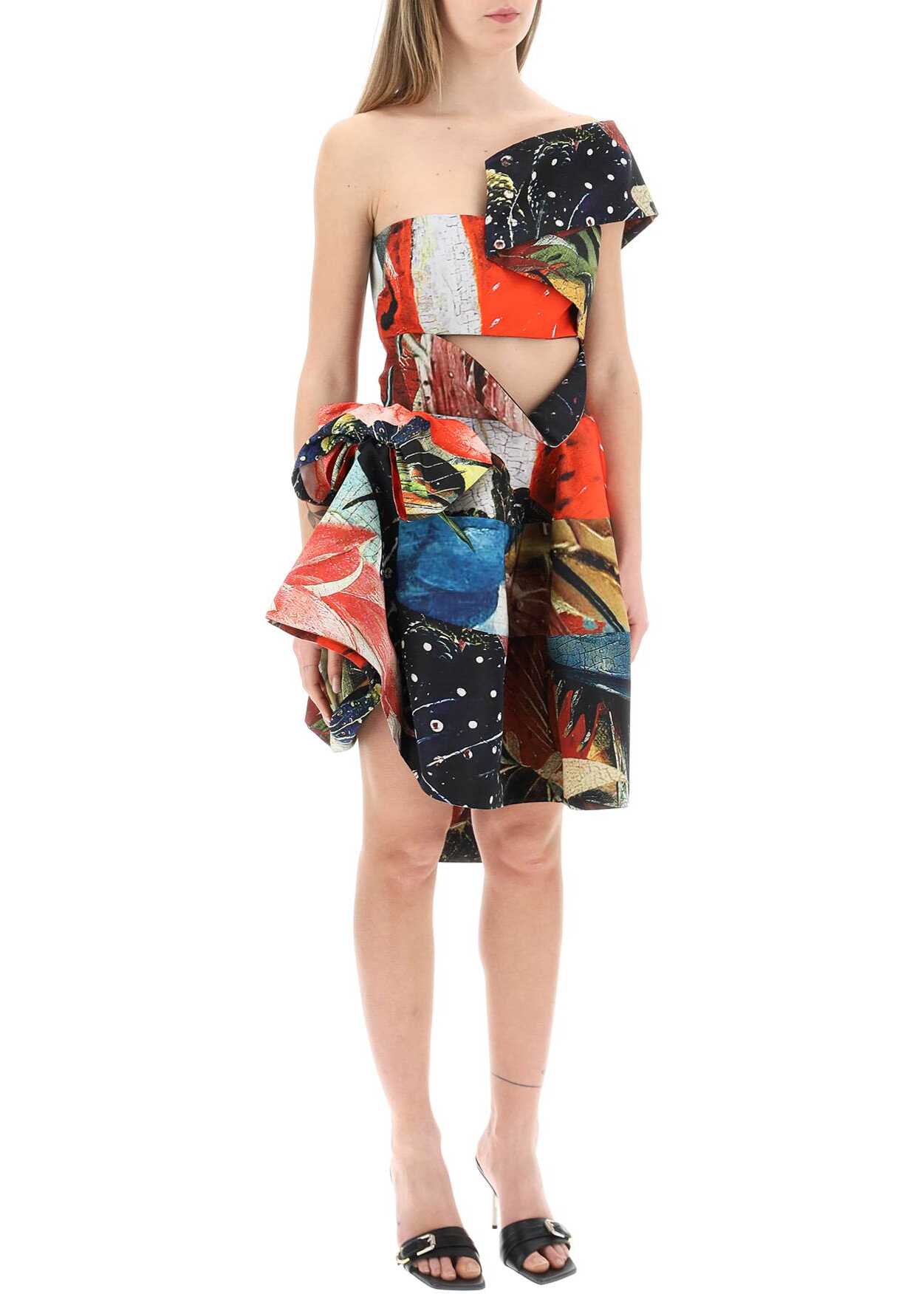 Alexander McQueen Hieronymus Bosch Print Bow Mini Dress MULTICOLOUR