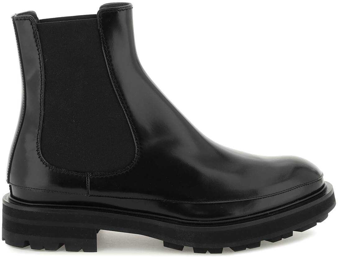 Alexander McQueen Leather Chelsea Boots BLACK