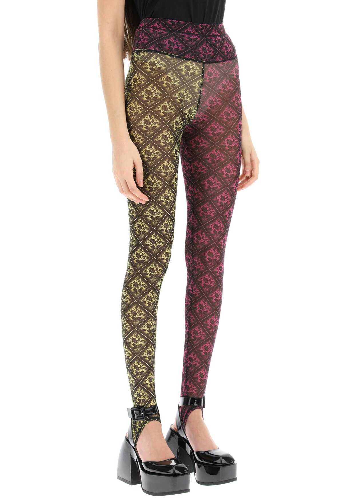CHOPOVA LOWENA All-Over Printed Leggings PINK AND YELLOW
