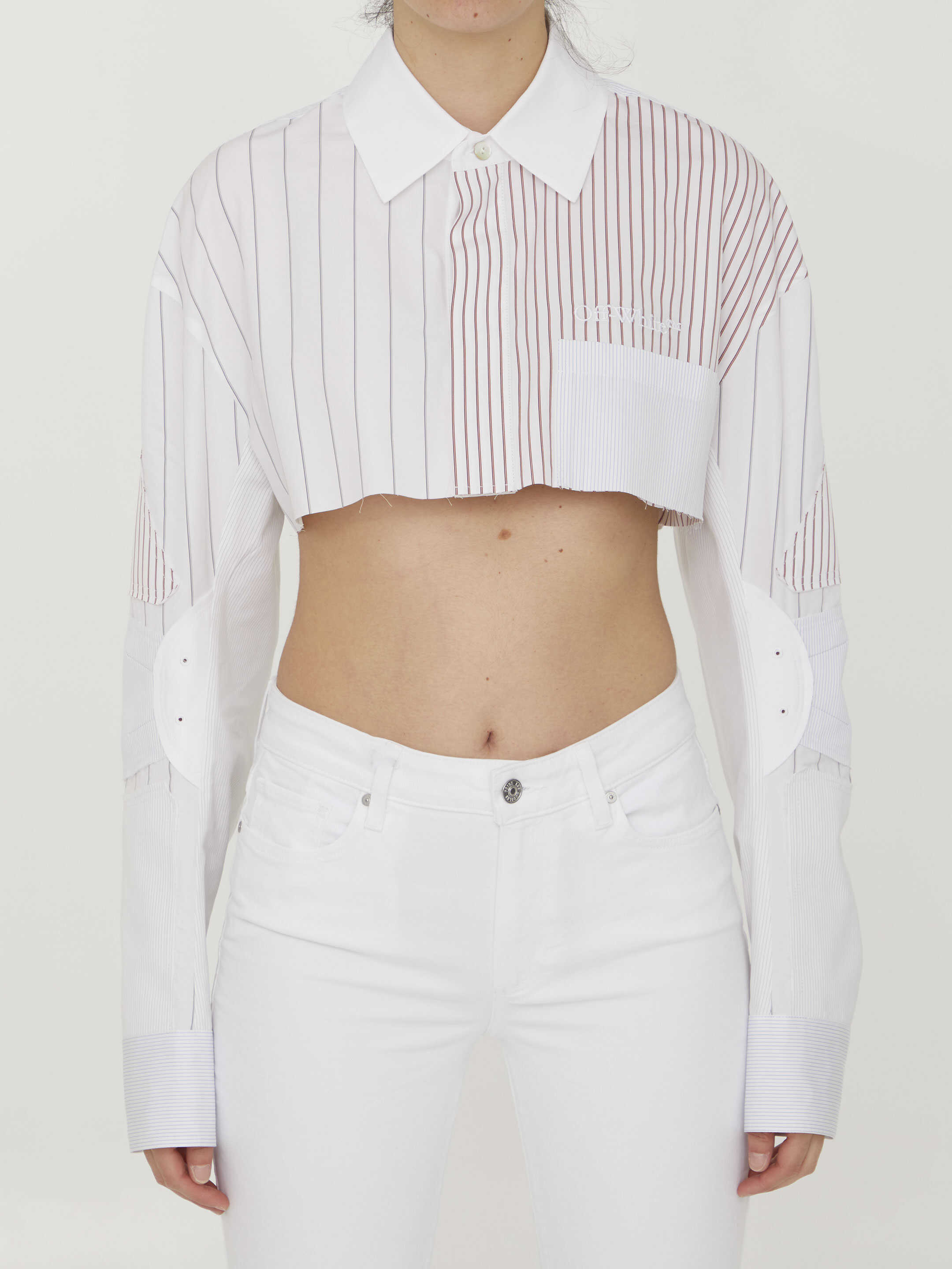 Off-White Cropped Motorcycle Shirt WHITE