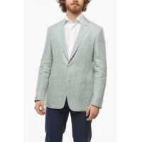 Sacouri Cc Collection Half-Lined Right Pure Linen Blazer Barbati