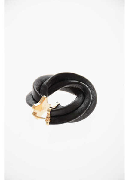 Cercei Bottega Veneta Soft-Leather Twisted Hoop Earrings Black Femei (BM 9854906) 3
