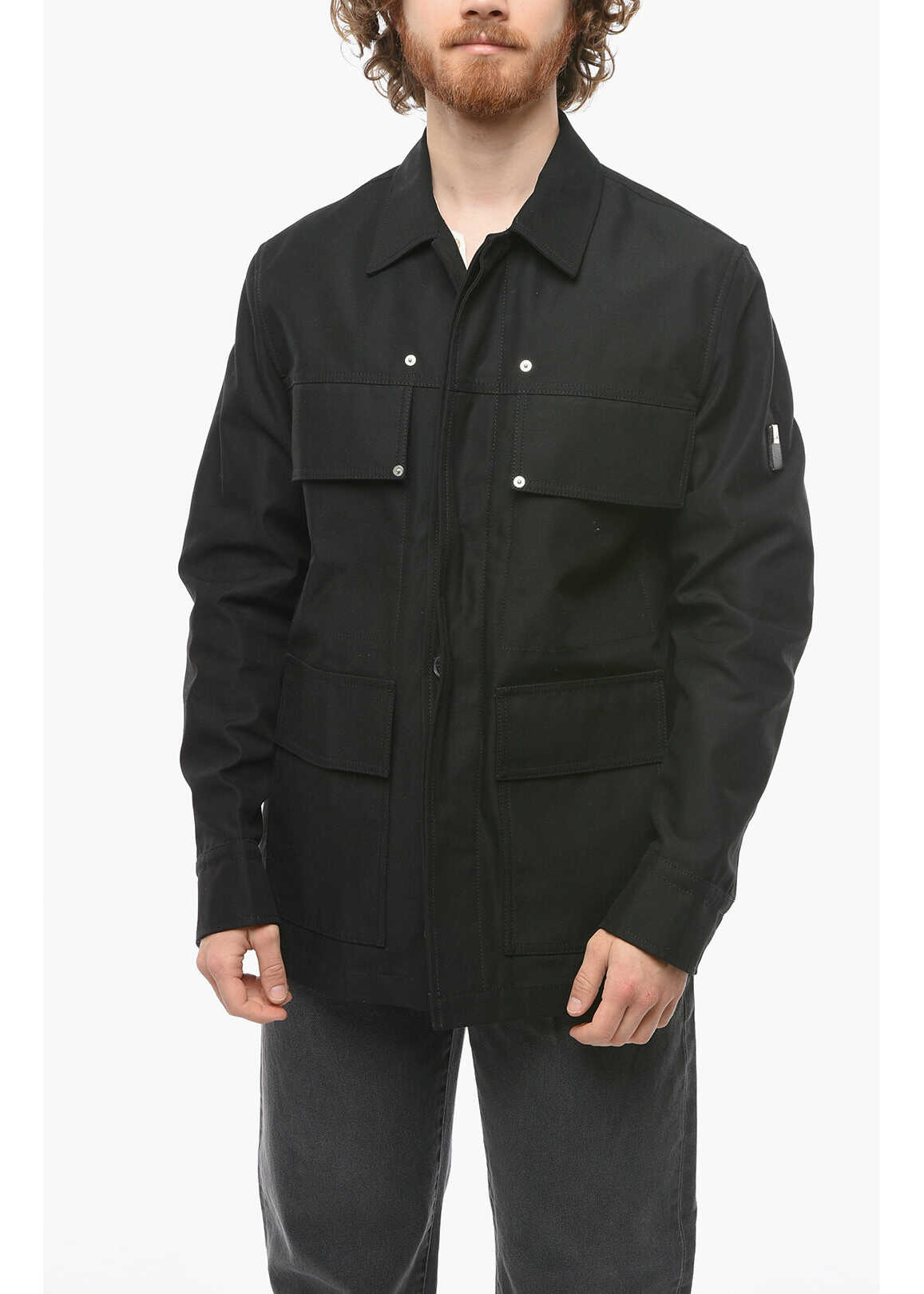 Alyx Cotton Blend Overshirt With Utility Pockets Black