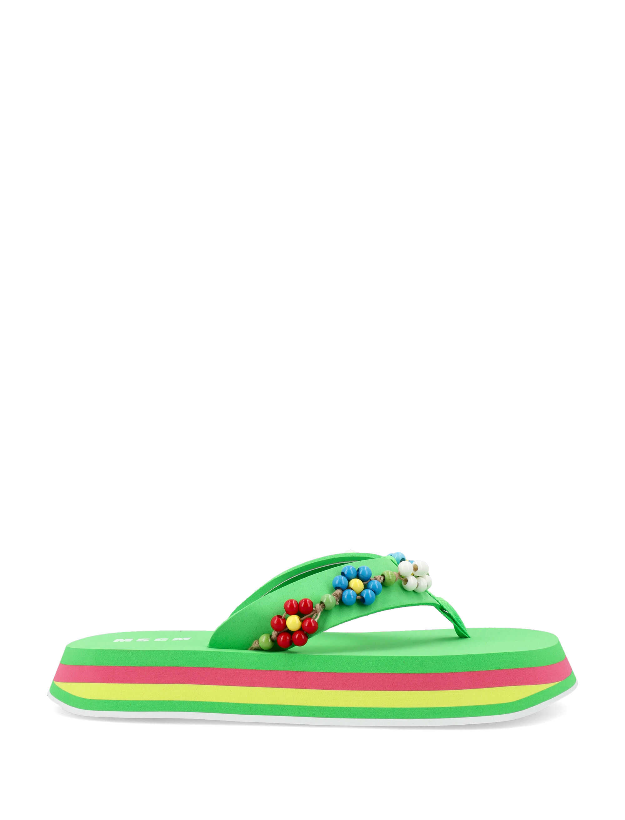 MSGM Beads embellished Thong Sandals Green