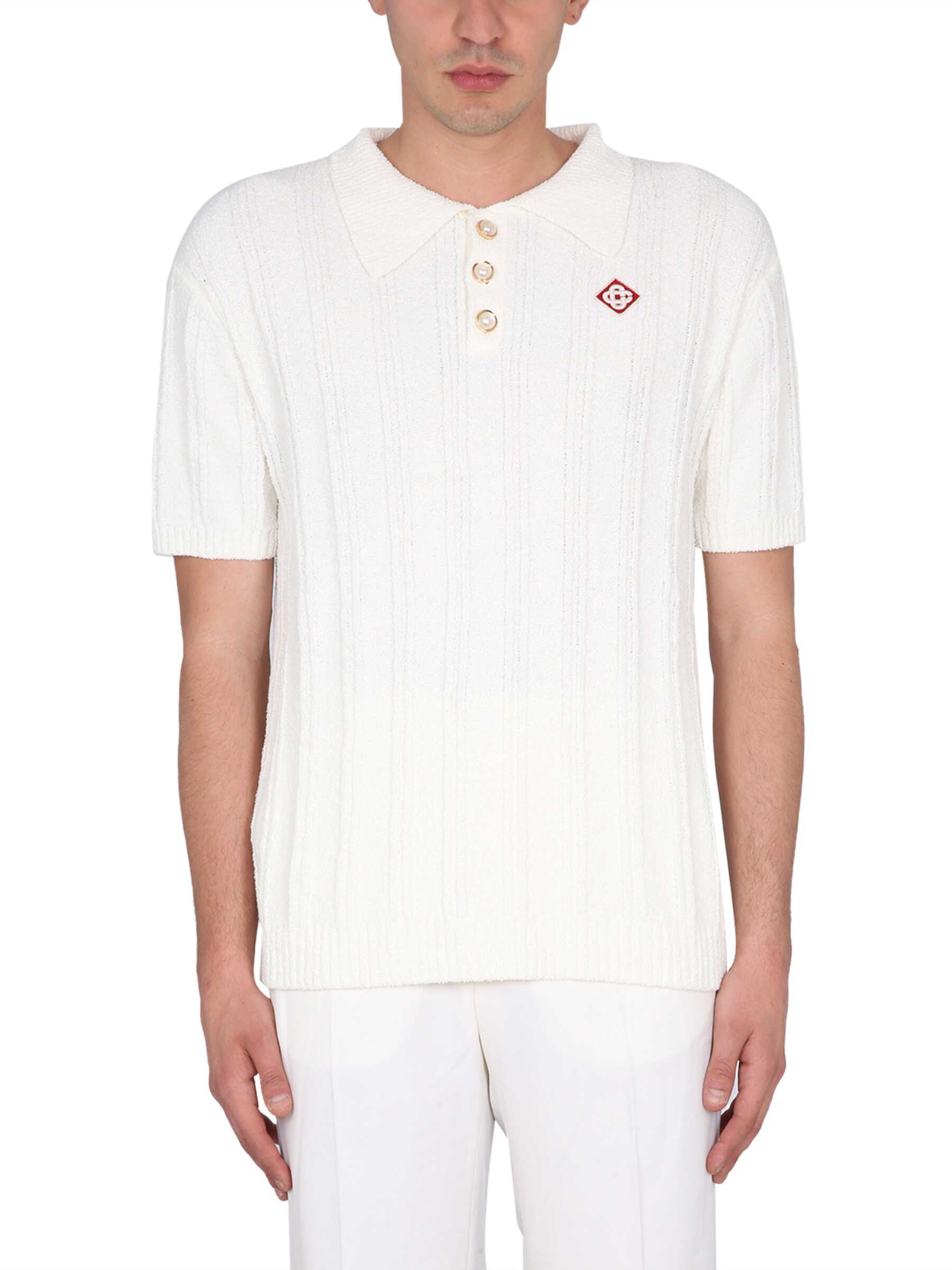 Casablanca Crochet Polo Shirt WHITE