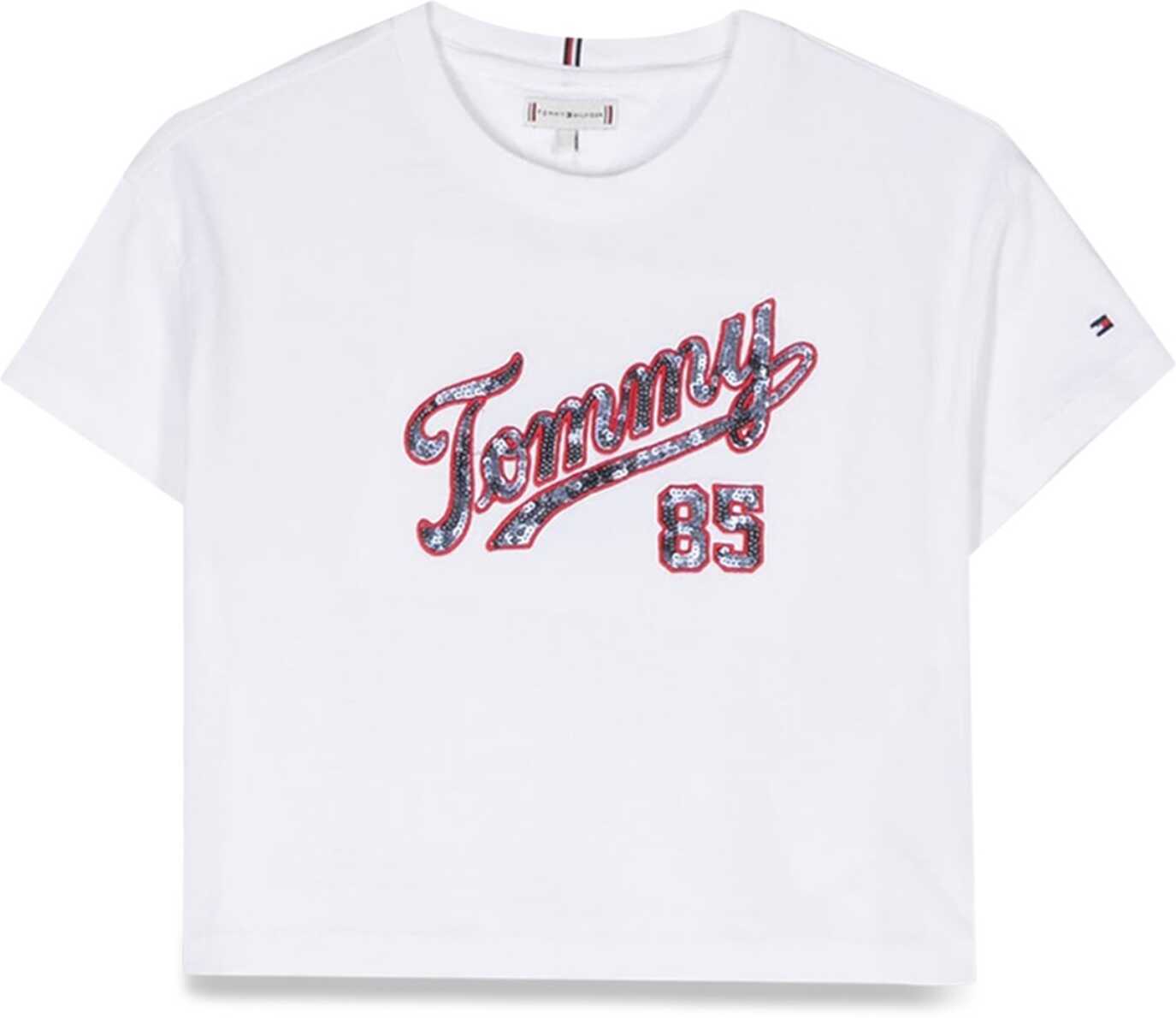 Poze Tommy Hilfiger Sequins Logo T-Shirt WHITE