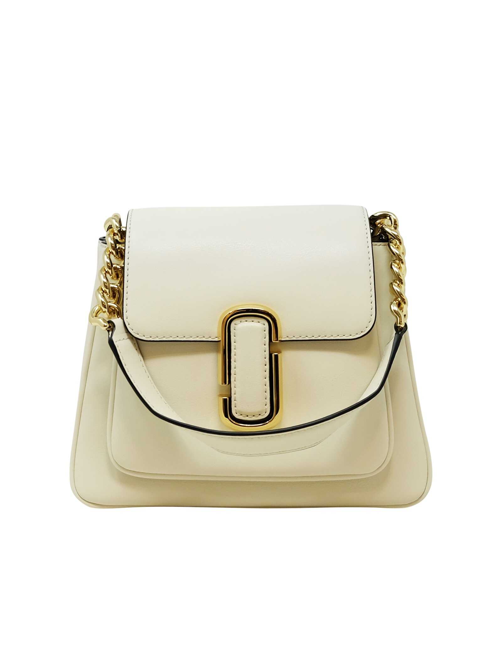 Marc Jacobs H708L01RE22 135 WHITE LEATHER THE MINI CHAIN SATCHEL BAG White