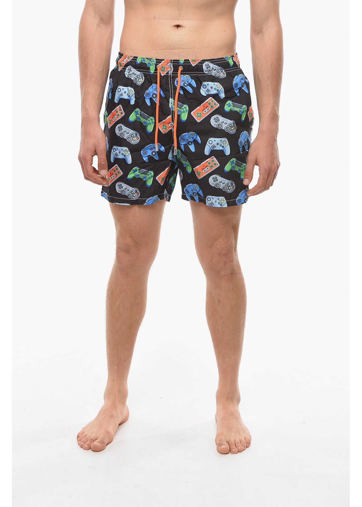 Mc2 Saint Barth All- Over Joystick Play Printed Gustavia Swim Shorts Black