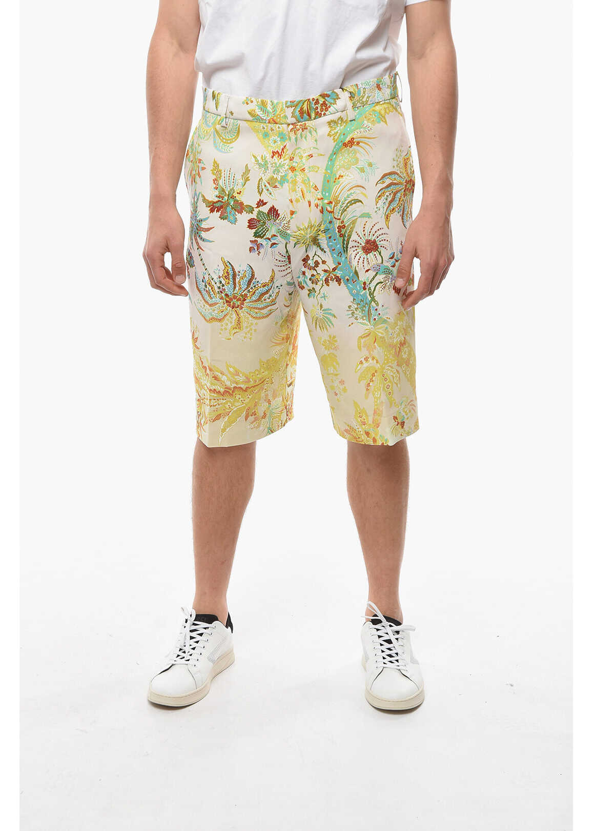 ETRO Gradient Effect Shorts With Floral Motif And Flapped Pockets Multicolor