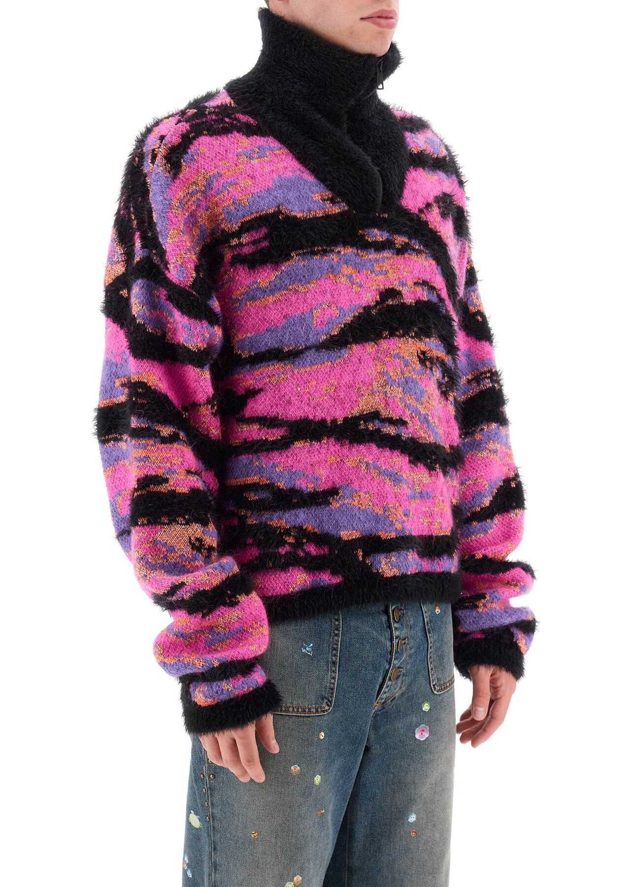 ERL Jacquard Turtleneck Sweater ERL PINK RAVE CAMO 1