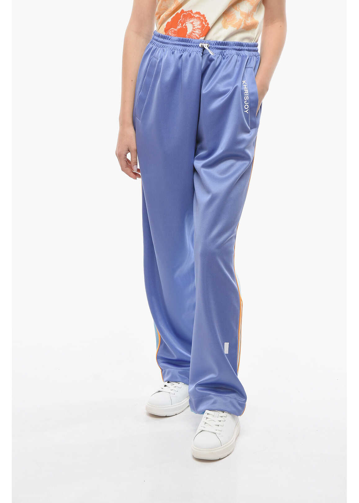 KhrisJoy Colorblock-Jersey Joggers With Contrasting Bands Light Blue