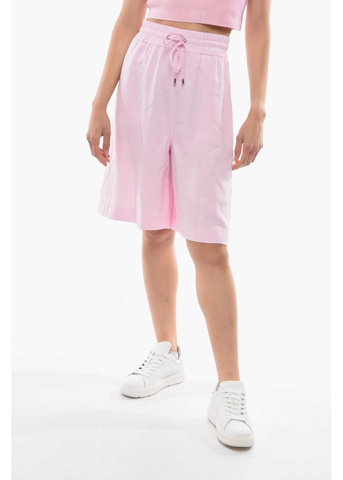 Iceberg High-Waisted Wide-Leg Shorts Pink
