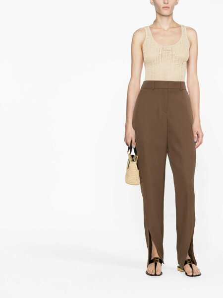 Pantaloni casual Balmain Wool Pants BROWN Femei (BM 9880379) 2
