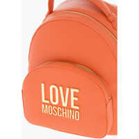 Rucsacuri Moschino Dama - Rucsacuri Moschino Love Faux Leather Backpack With Golden Logo Orange Femei (BM 9880784) - B-mall.ro