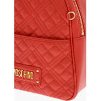 Rucsacuri Moschino Dama - Rucsacuri Moschino Love Quilted Faux Leather Backpack With Matched Pouch Red Femei (BM 9880820) - B-mall.ro