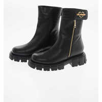 Botine Love Faux Leather Crocodile Effect Booties With Tank Sole Femei