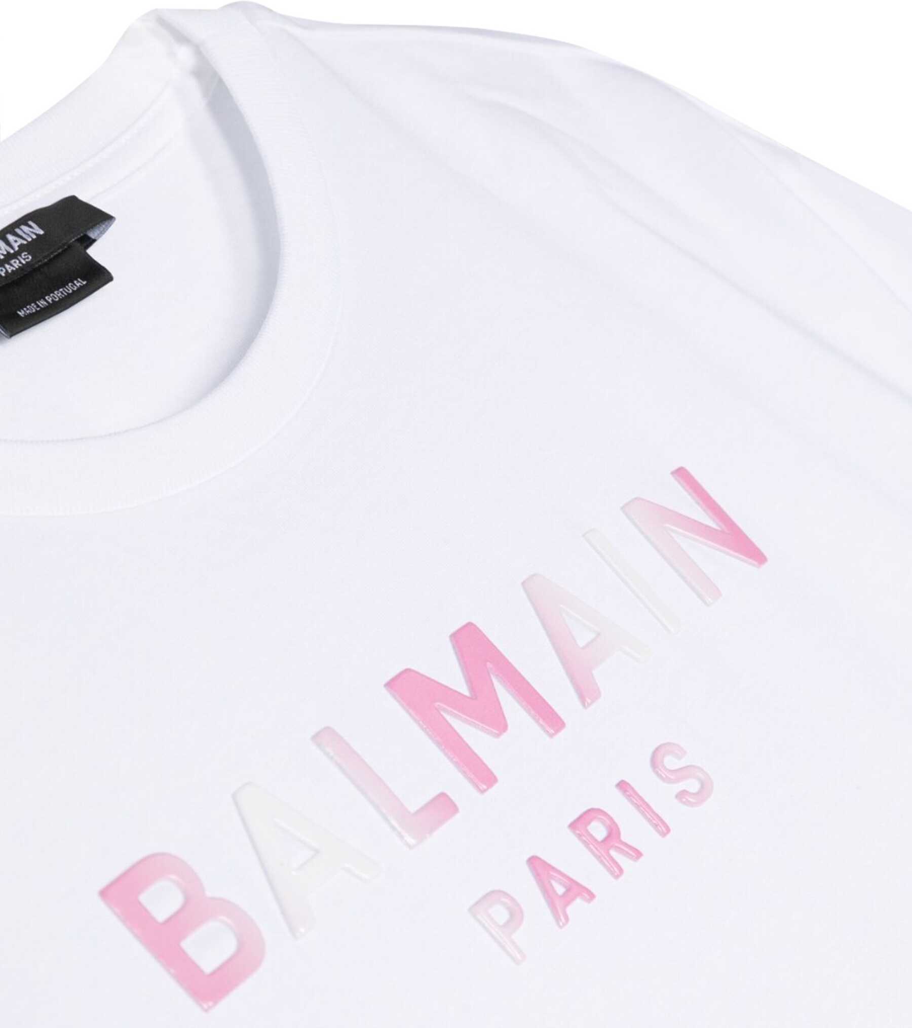 Poze Balmain Logo Dropped Shoulder Short T-Shirt WHITE