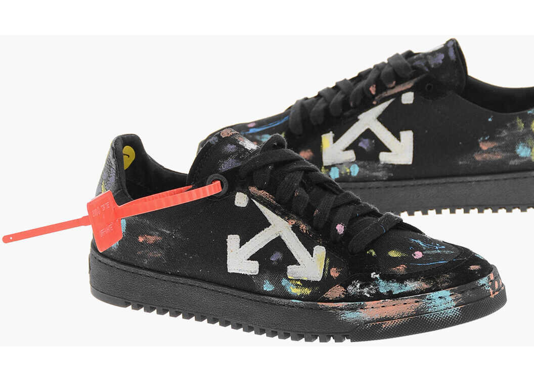 Off-White Paint Effect Splatter Canvas Sneakers* Black