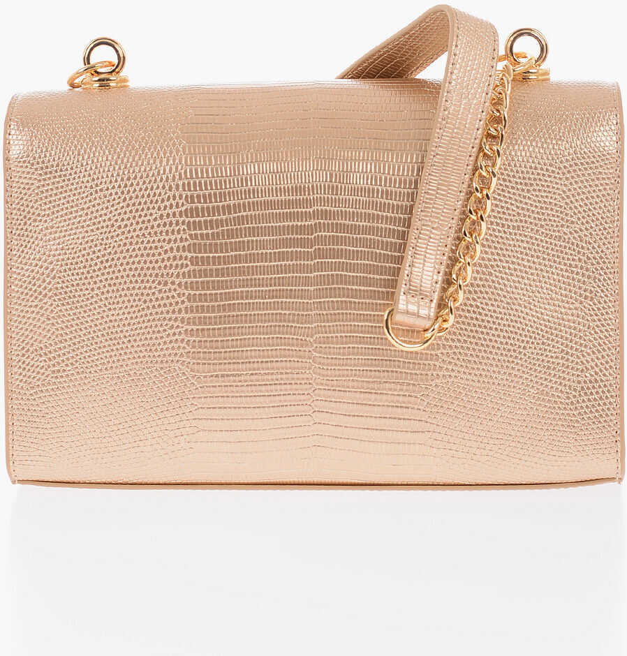 Genti de umar Moschino Love Metallic Faux Leather Shoulder Bag Gold Femei (BM 9889784) 2