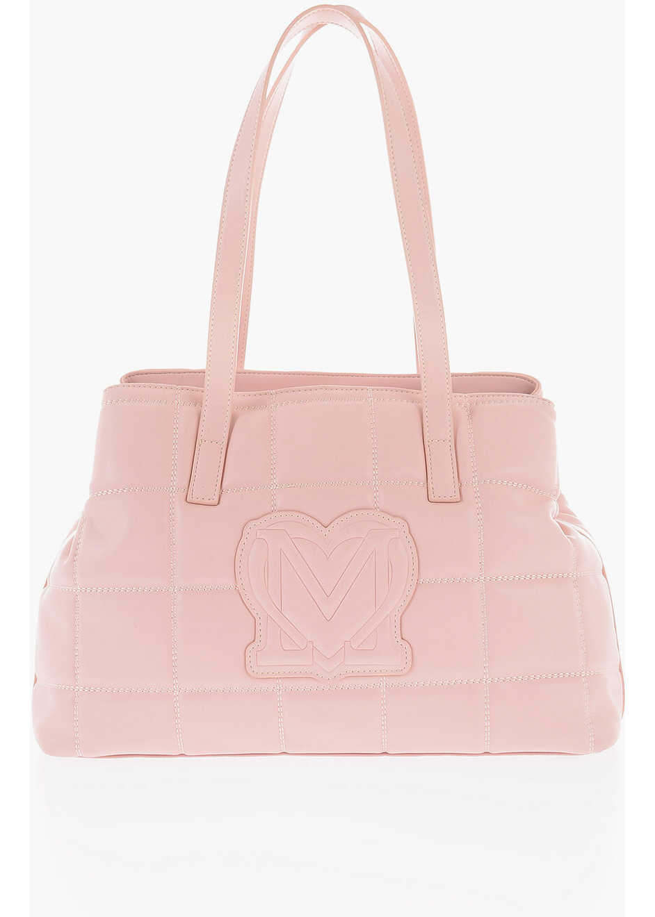 Genti de umar Moschino Love Quilted Faux Leather Shoulder Bag With Golden Logo Pink Femei (BM 9889787) 3