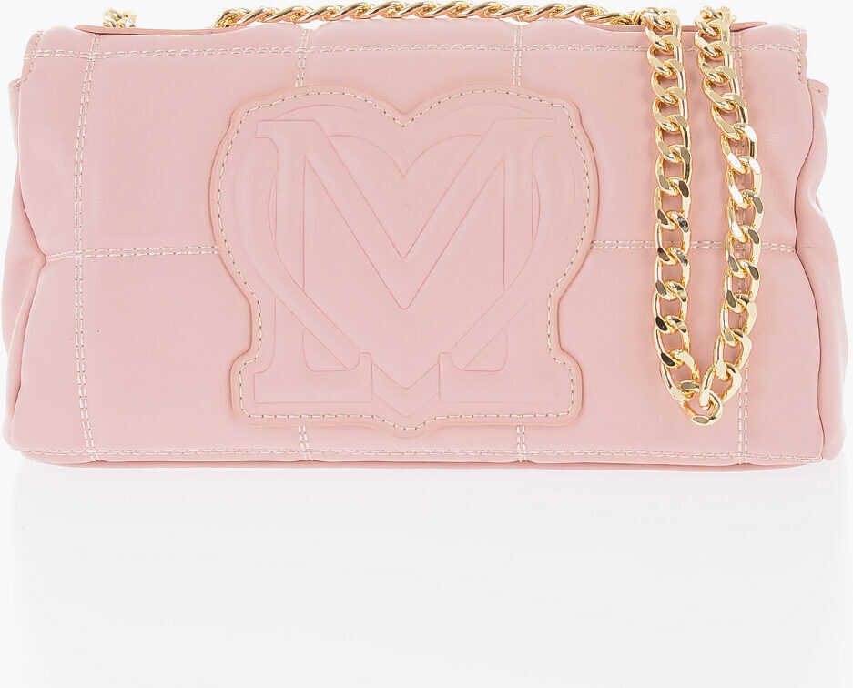 Genti tip postas Moschino Love Quilted Faux Leather Bag With Chain Shoulder Strap Pink Femei (BM 9889928) 2