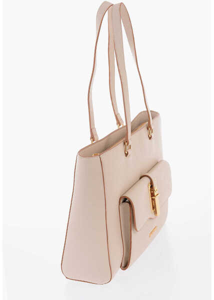 Genti de umar Moschino Love Faux Leather Tote Bag With Golden Details Beige Femei (BM 9890168) 2