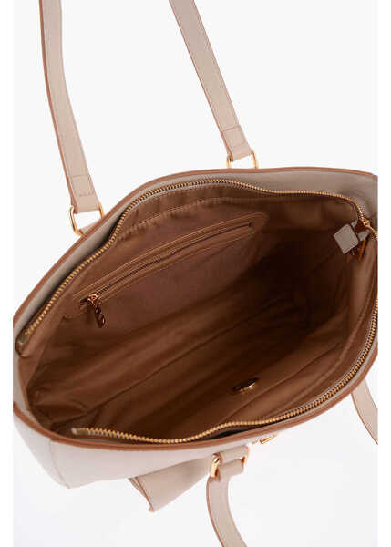 Genti de umar Moschino Love Faux Leather Tote Bag With Golden Details Beige Femei (BM 9890168) 4