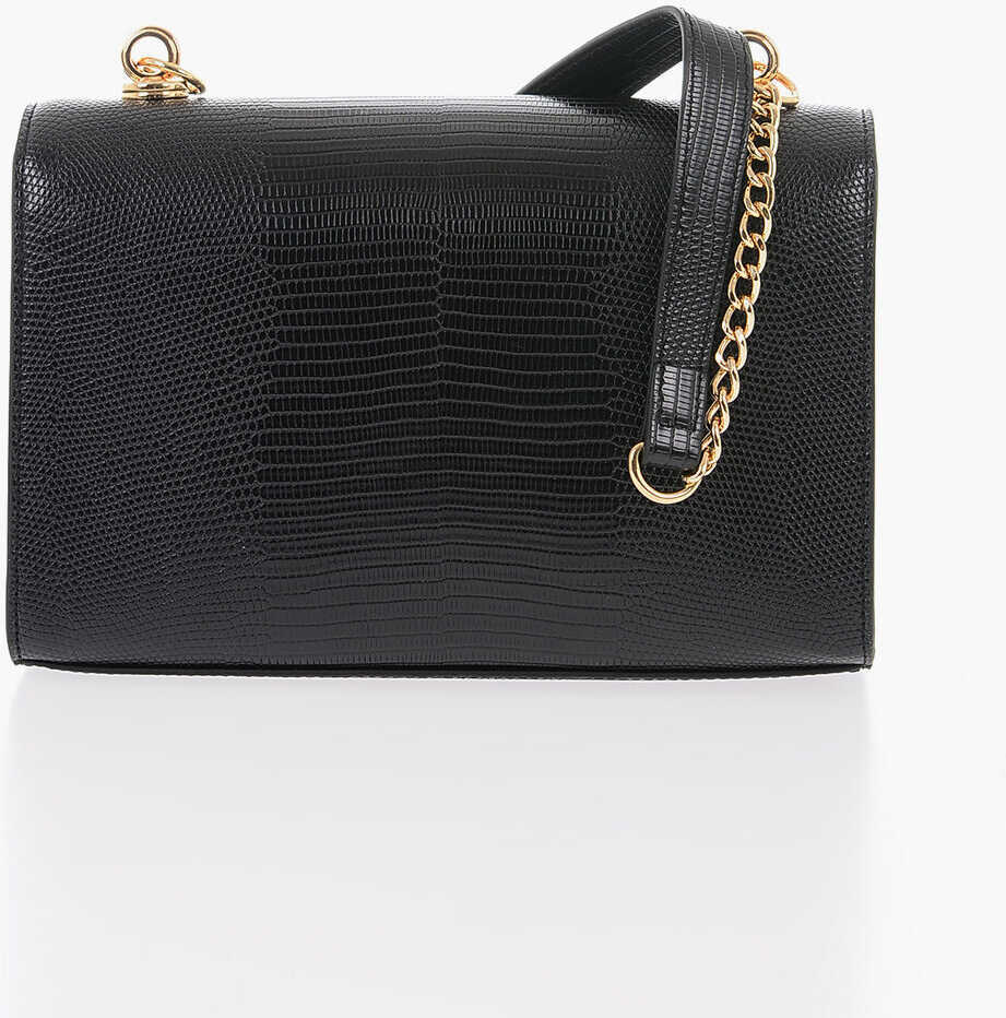 Genti de umar Moschino Love Faux Leather Shoulder Bag With Metal Magnetic Closure Black Femei (BM 9890171) 2