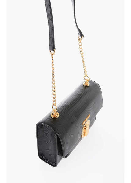 Genti de umar Moschino Love Faux Leather Shoulder Bag With Metal Magnetic Closure Black Femei (BM 9890171) 3
