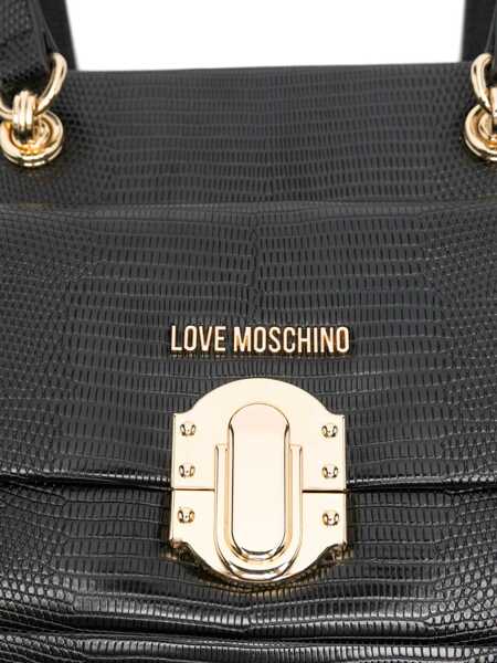 Genti de umar Moschino Love Faux Leather Shoulder Bag With Golden Details Black Femei (BM 9890276) 4