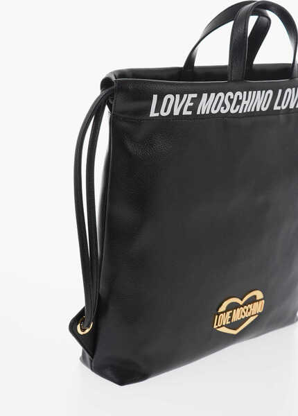 Genti de mana Moschino Love Faux Leather Handbag With Printed Logo Black Femei (BM 9890282) 3