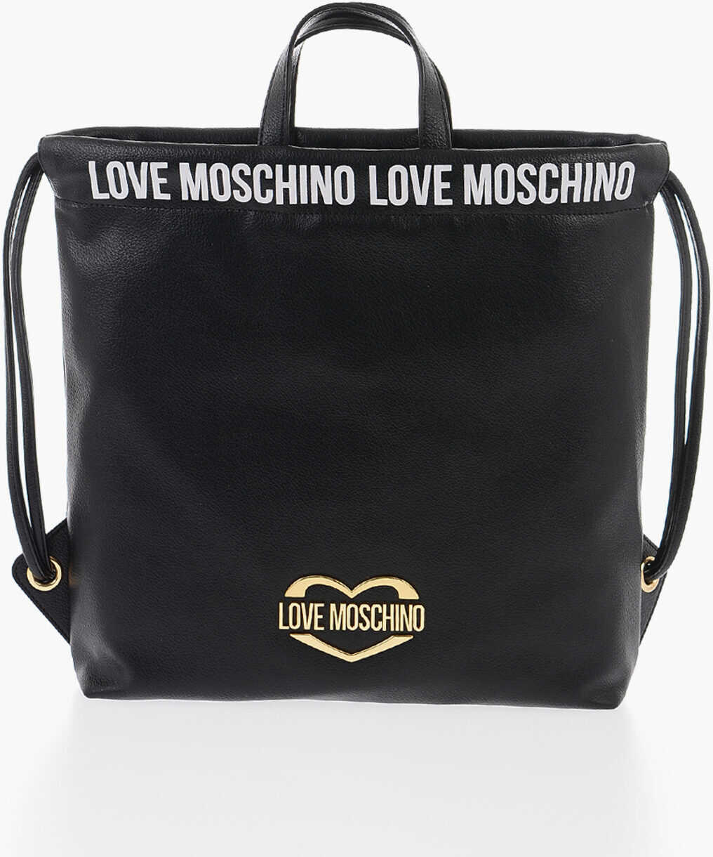 Moschino Love Faux Leather Handbag With Printed Logo Black