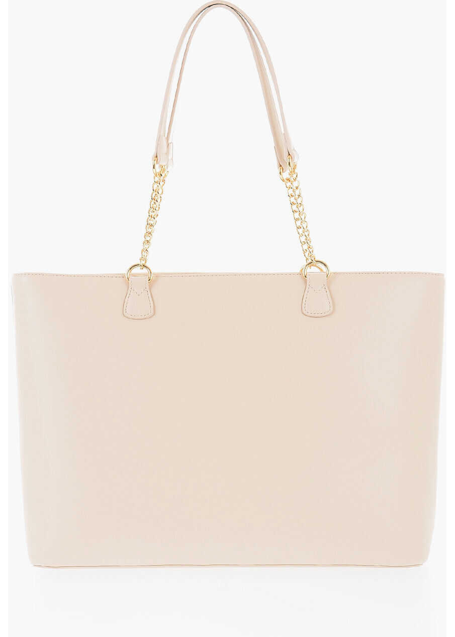 Genti de umar Moschino Love Faux Leather Tote Bag With Golden Details Beige Femei (BM 9890552) 2