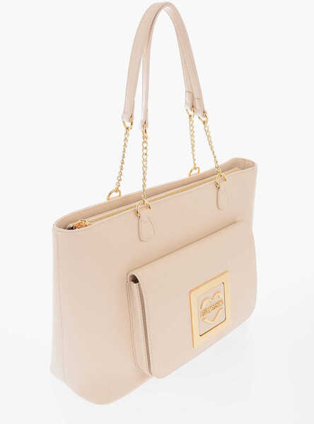 Genti de umar Moschino Love Faux Leather Tote Bag With Golden Details Beige Femei (BM 9890552) 3