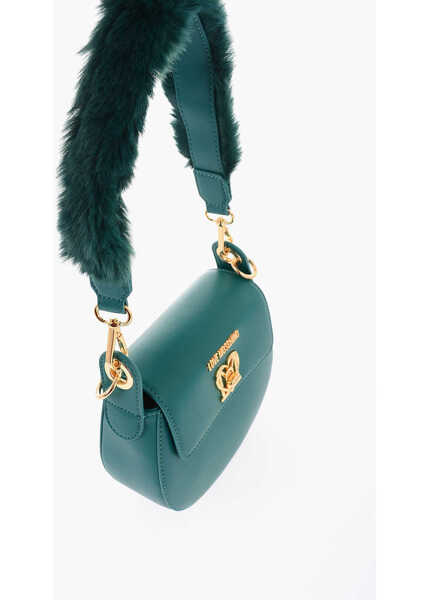Genti de umar Moschino Love Faux Leather Saddle Bag With Turn Lock Closure Green Femei (BM 9890645) 4