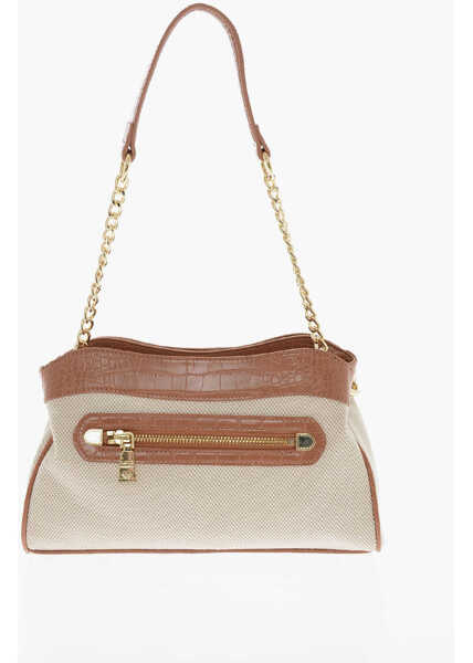 Genti de mana Moschino Love Braided Fabric Handle Bag With Crocodile Effect Faux Le White Femei (BM 9890660) 3