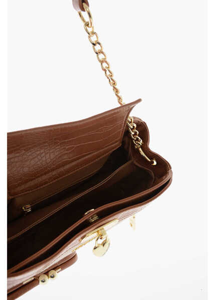 Genti de mana Moschino Love Braided Fabric Handle Bag With Crocodile Effect Faux Le White Femei (BM 9890660) 4