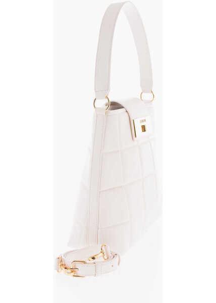 Genti tip postas Moschino Love Quilted Faux Leather Shoulder Bag With Turn Lock Closur White Femei (BM 9890933) 2