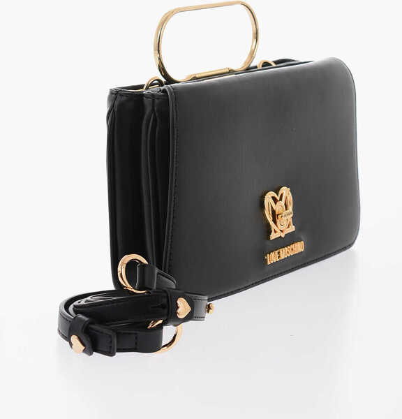 Genti de mana Moschino Love Solid Color Handbag With Removable Faux Fur Handle Black Femei (BM 9890936) 3