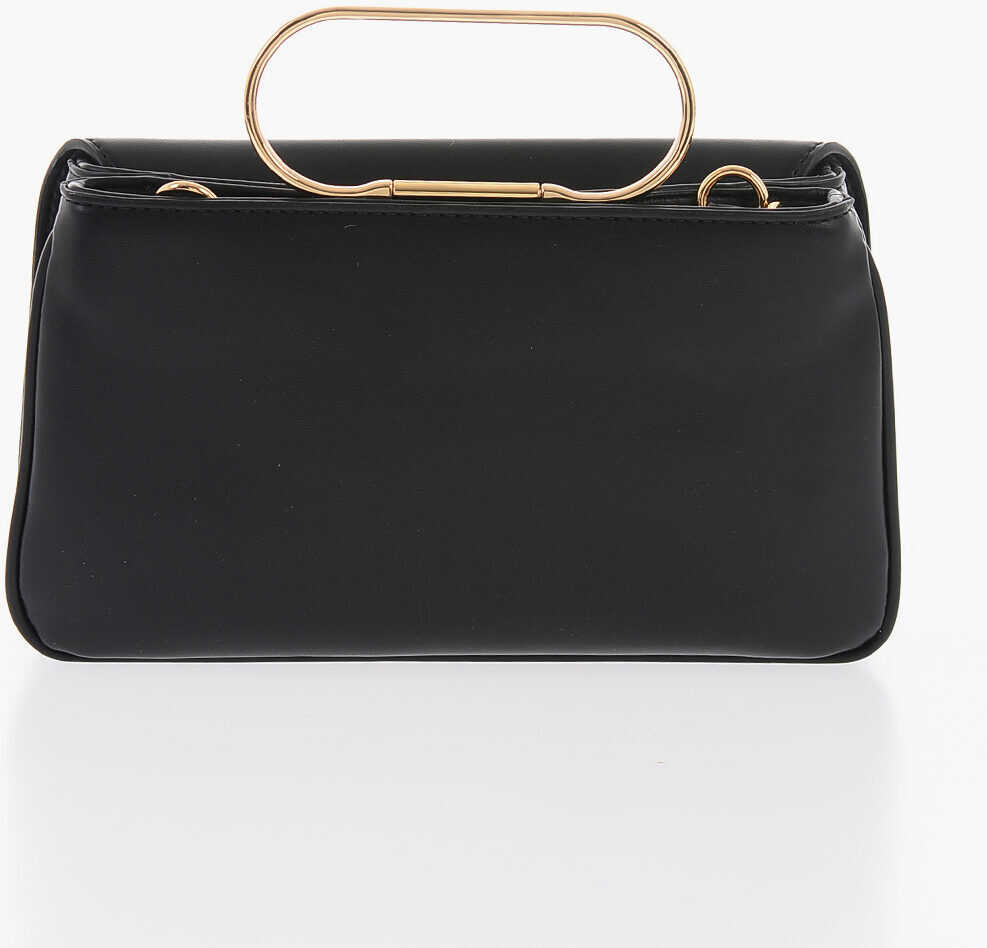 Genti de mana Moschino Love Solid Color Handbag With Removable Faux Fur Handle Black Femei (BM 9890936) 4