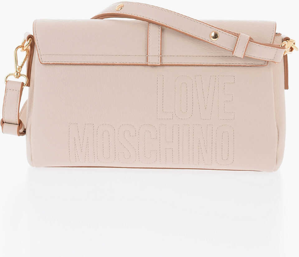 Genti de umar Moschino Love Faux Leather Shoulder Bag With Golden Details Beige Femei (BM 9891059) 2