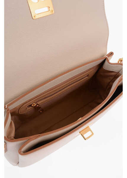 Genti de umar Moschino Love Faux Leather Shoulder Bag With Golden Details Beige Femei (BM 9891059) 4