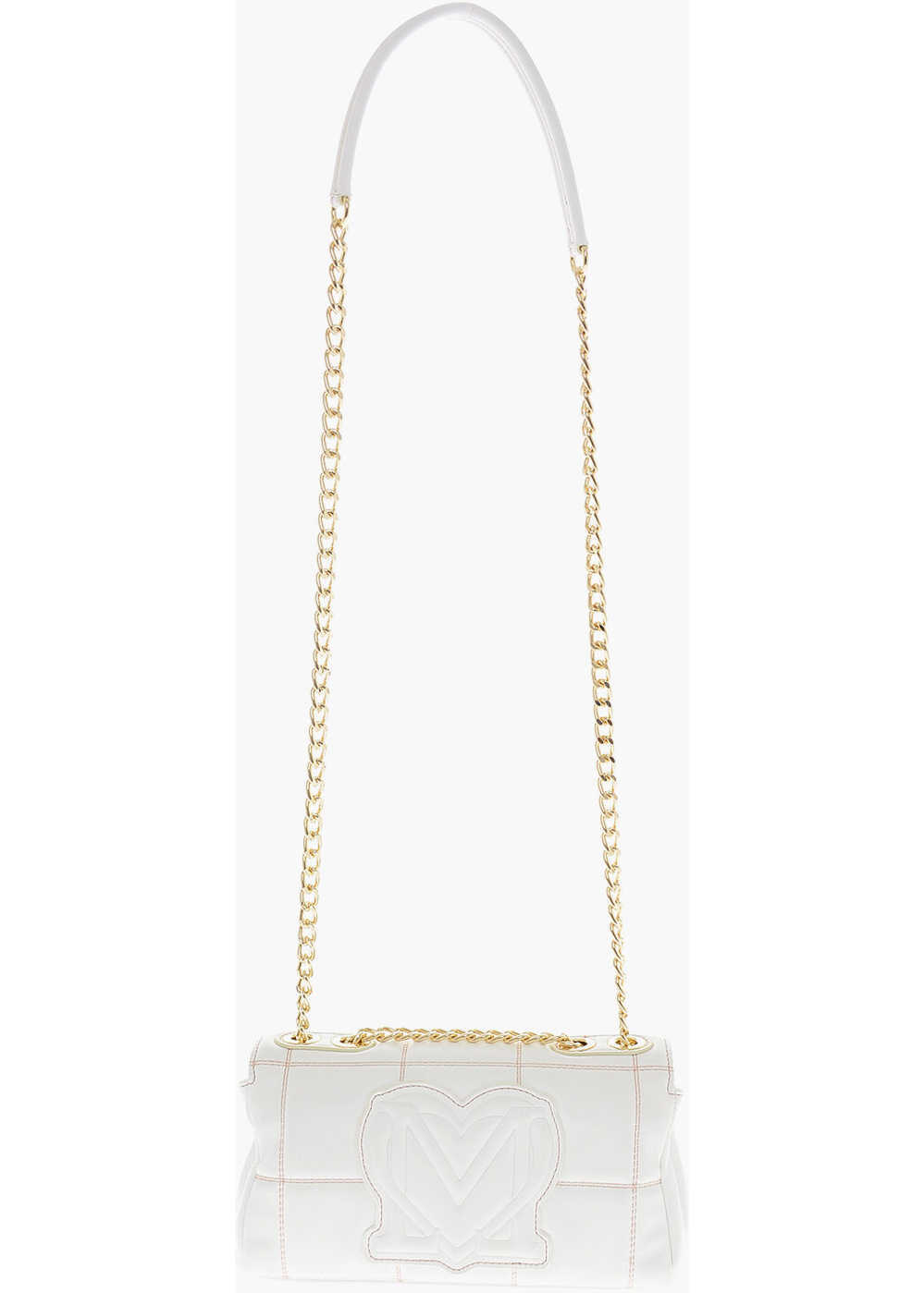 Genti tip postas Moschino Love Quilted Faux Leather Bag With Chain Shoulder Strap White Femei (BM 9891065) 2