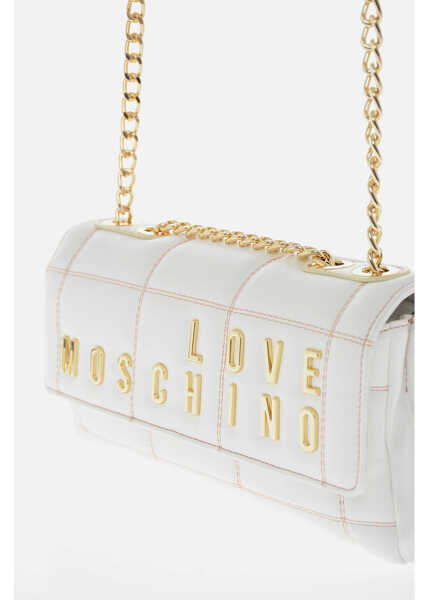 Genti tip postas Moschino Love Quilted Faux Leather Bag With Chain Shoulder Strap White Femei (BM 9891065) 3