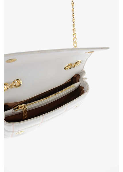 Genti tip postas Moschino Love Quilted Faux Leather Bag With Chain Shoulder Strap White Femei (BM 9891065) 4