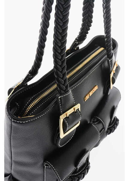 Genti de umar Moschino Love Faux Leather Shoulder Bag With Braided Handle Black Femei (BM 9893561) 3