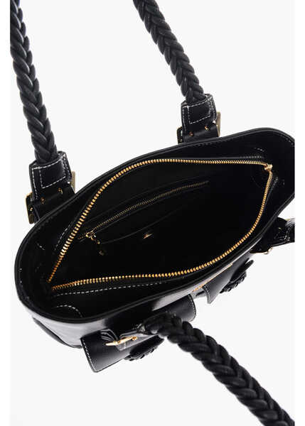 Genti de umar Moschino Love Faux Leather Shoulder Bag With Braided Handle Black Femei (BM 9893561) 4