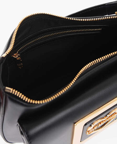 Genti tip postas Moschino Love Faux Leather Bag With Removable Shoulder Strap And Meta Black Femei (BM 9893567) 4