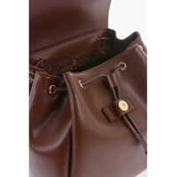 Rucsacuri Moschino Dama - Rucsacuri Moschino Love Faux Leather Backpack With Golden Logo Brown Femei (BM 9893774) - B-mall.ro