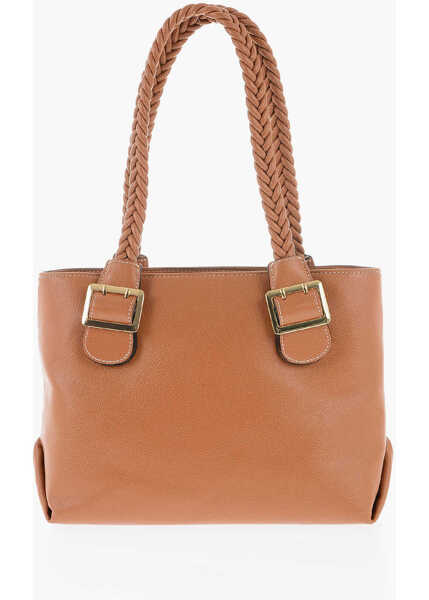 Genti de umar Moschino Love Faux Leather Shoulder Bag With Braided Handle Brown Femei (BM 9893783) 2